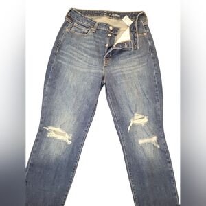 EUC Old Navy Blue Distressed High Rise Straight OG Jeans Size 12